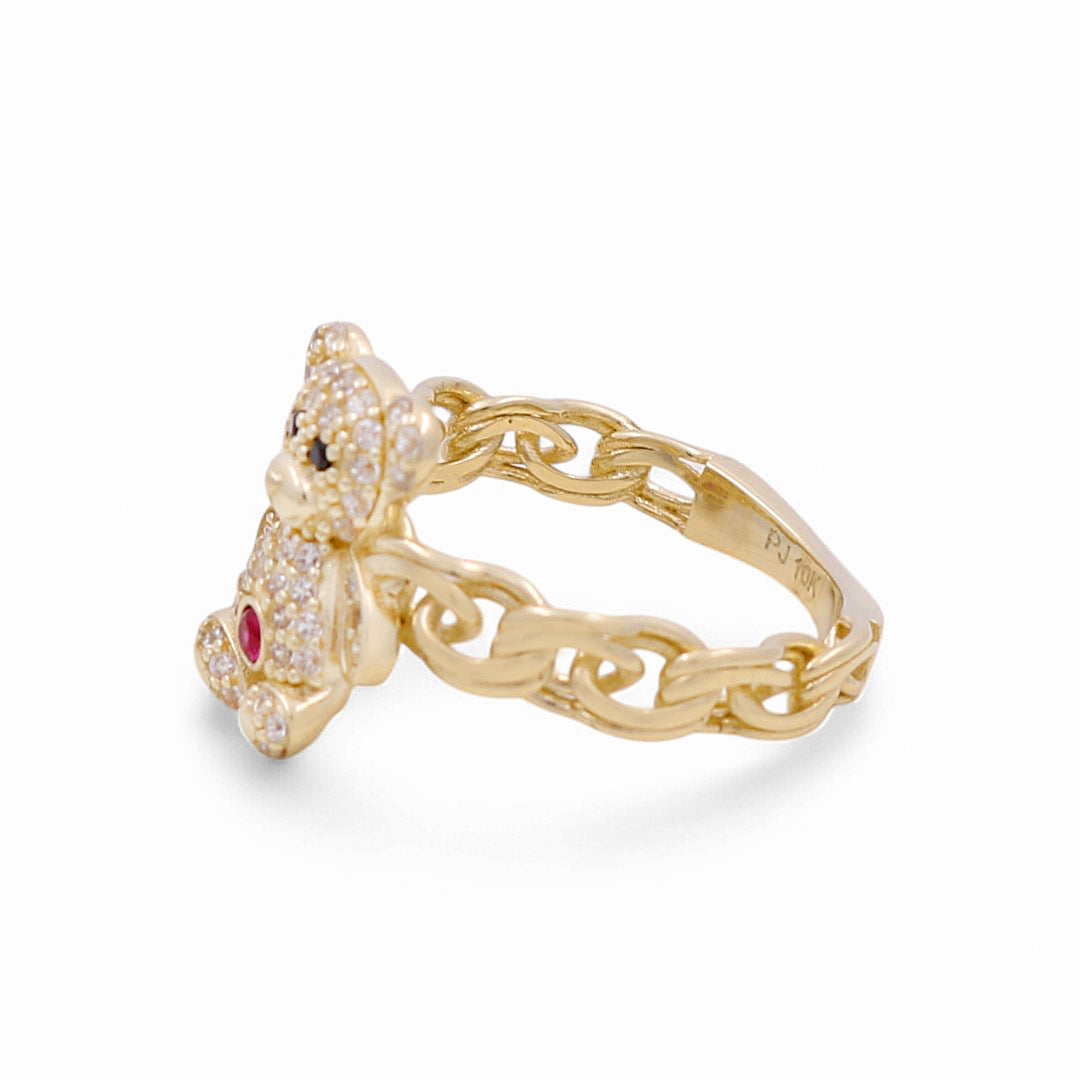 10K Yellow Gold Bear Women's Ring with CZ / Size: 7.5 / Weight: 3.5 GR / DPWR0BR