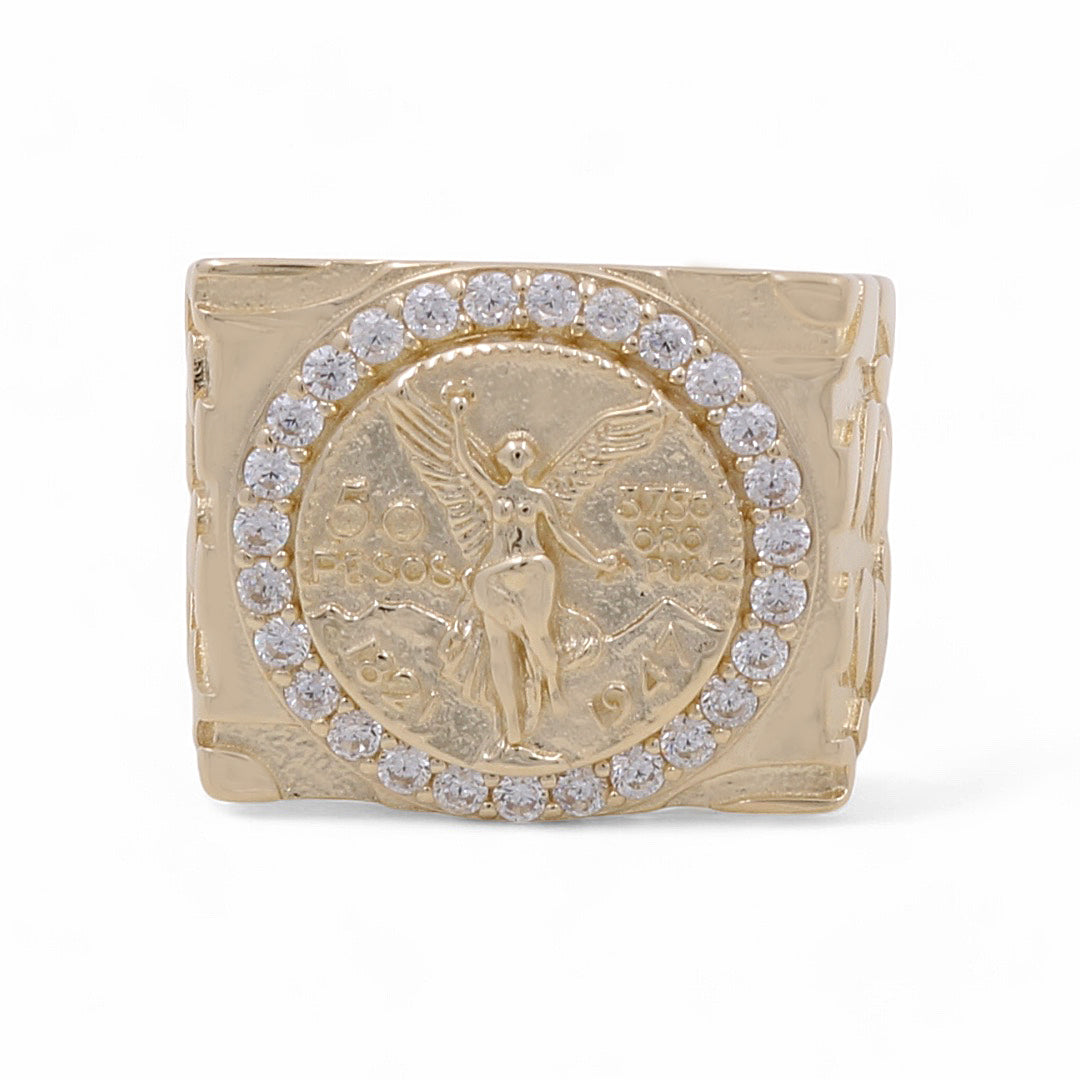 14K Yellow Gold Men’s Fashion Liberty Ring / CZ / Size 10 / Weight: 12.5 GR / COMR4CNT