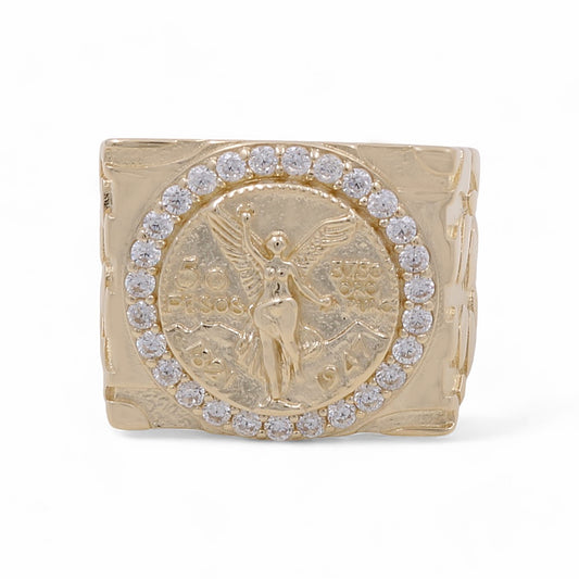 14K Yellow Gold Men’s Fashion Liberty Ring / CZ / Size 10 / Weight: 12.2 GR / COMR4CNT