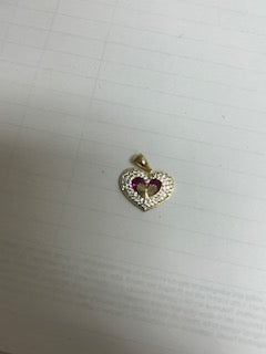 14k Yellow Gold Heart Pendant whith Cz / Weight: 2gr /BOPD4HR-2