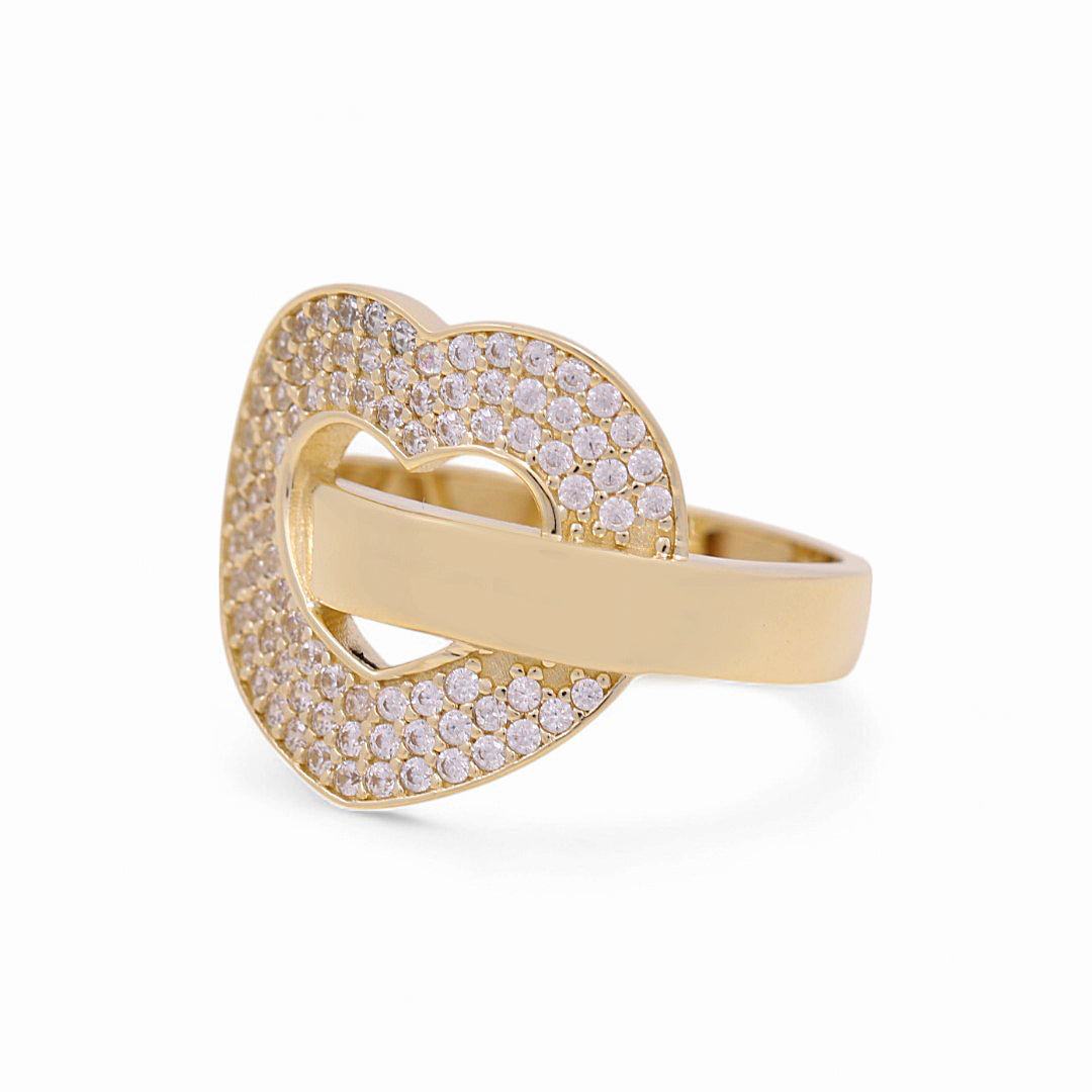 10K Yellow Gold Women's Fashion Heart Ring with Cz / Size: 7 / Weight: 2.7 GR / Y24-745