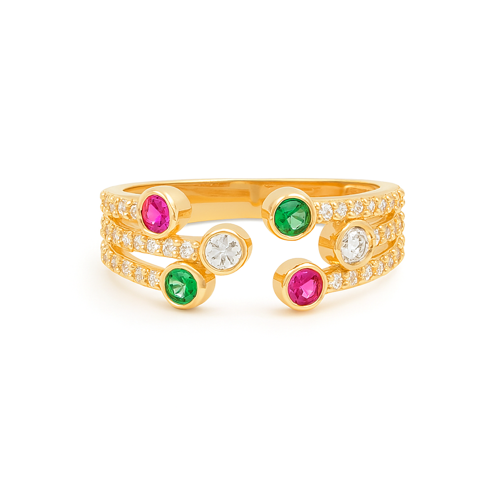 14K Yellow Gold Fashion Women's Ring with Color Stones / Size: 8.5 / Weight: 2.7GR / DQWR4FS-13
