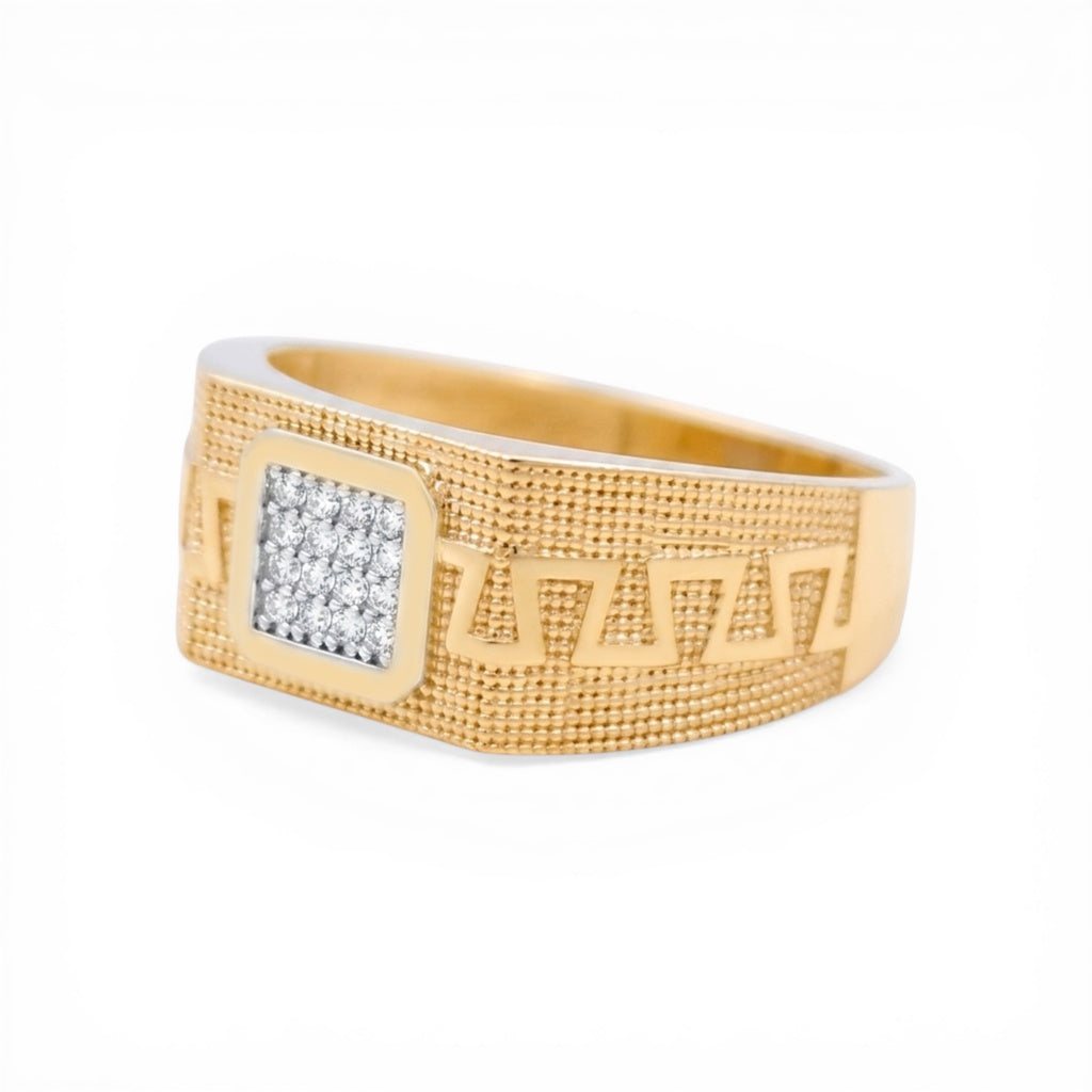 10K Yellow Gold Fashion Men's Ring with Design and Cz / Size :10.5 / Weight: 4.3 GR / CLBMR0FS-6
