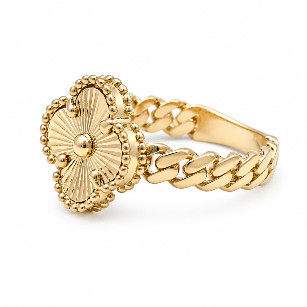 10K Yellow Gold Clover Women's Ring / Size: 9 / Weight: 4 GR / DQWR0CLV-9