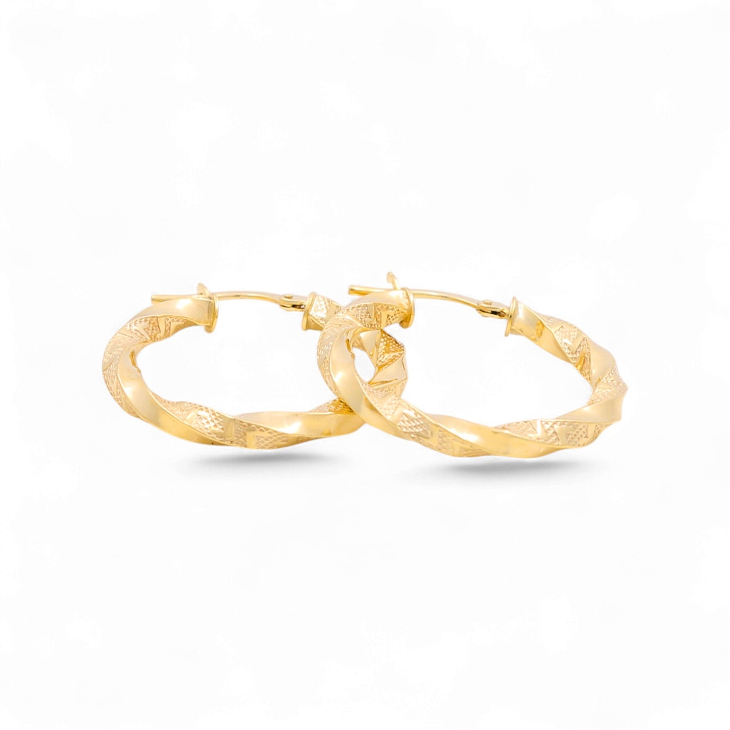 14K Yellow Gold Women's Twist Hoops Earrings with Greek / Size: 3mmx20mm / Weight: 2.1 GR / 240-00397