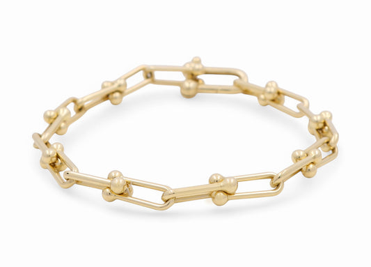 14K Yellow Gold Fashion TT Women's Bracelet / Size: 7" / Weight: 5.8 GR / DPWB4TT