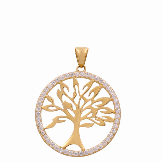 14K Yellow Gold Tree of Life Pendant with Cz / Weight: 2.1 GR / CPPD4TL-1