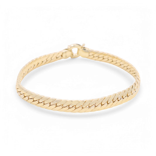 14K Yellow Gold Women's Fancy Cuban Link Bracelet / Size:7" / Weight: 8.3 GR / DPWB4FSCL
