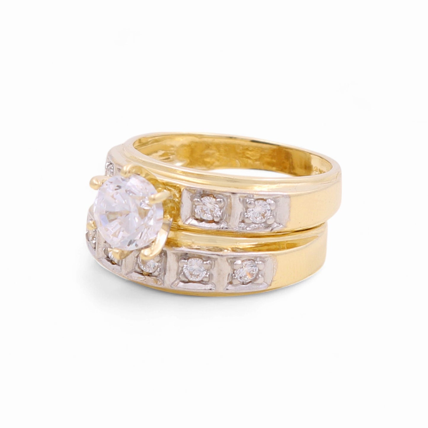 14K Yellow and White Gold Women’s Bridal Set / Stone: Cz / Size: 8 / Weight: 7.9 GR / CEEWRTT4BS-1