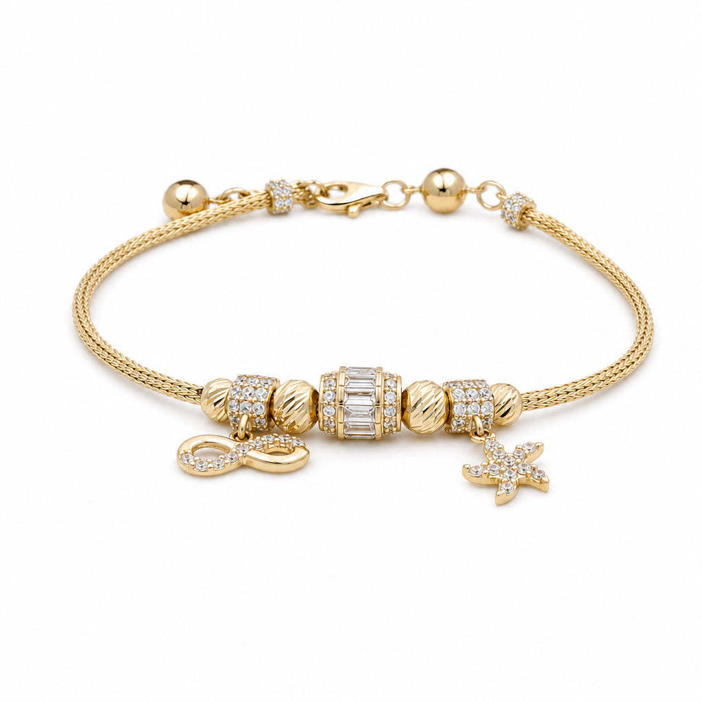 14k Yellow Gold Fashion Women's Bracelet with Cz / Size: 7.5" / Weight: 7.2 GR / CCFWB4FS-18