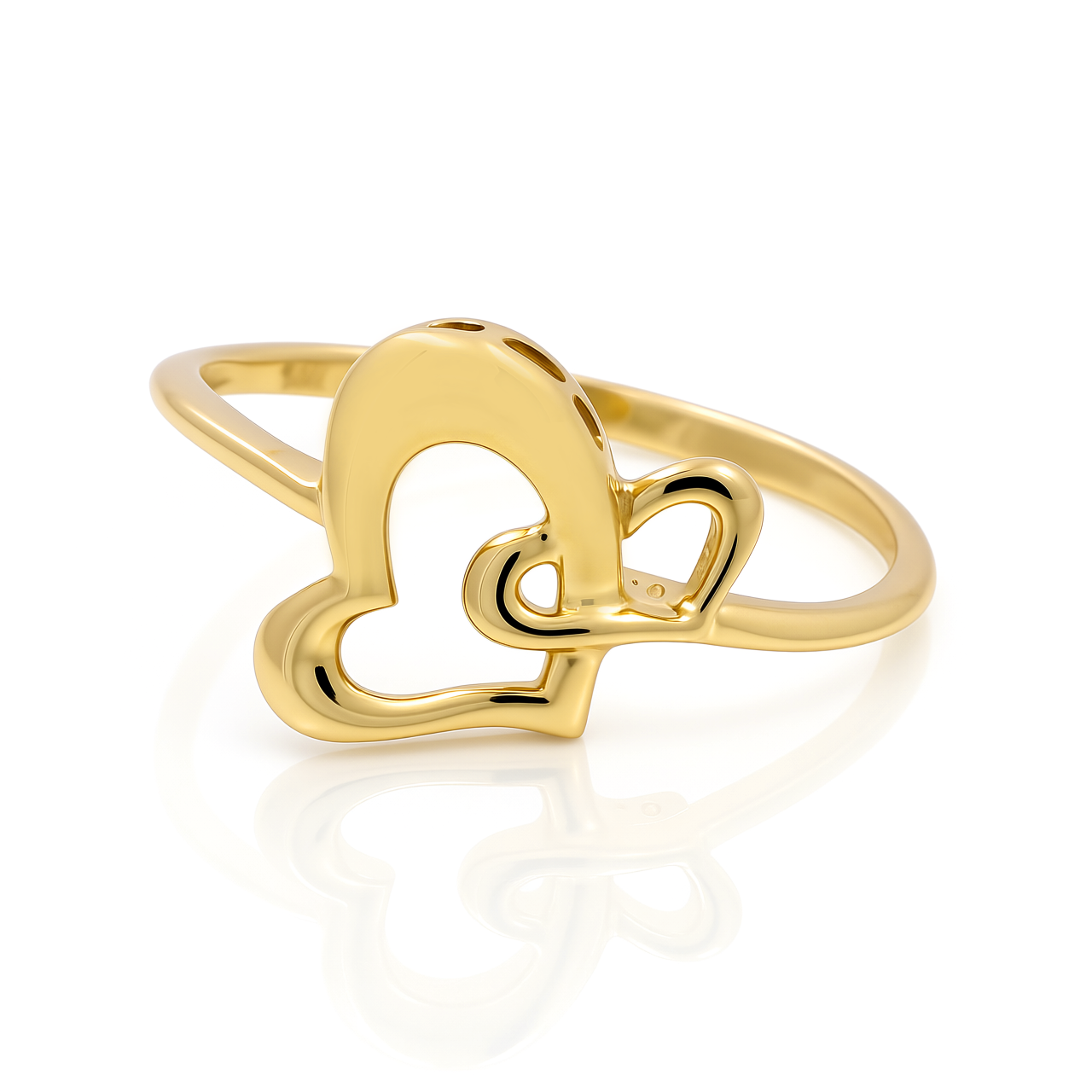 14K Yellow Gold Two Hearts Women's Ring / Size: 7.5 / Weight: 1.6 GR / CEEWR4HR-5