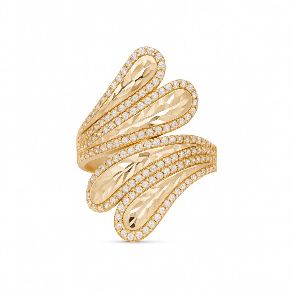 14K Yellow Gold Fashion Women's Ring with CZ / Size 8 / Weight: 5.5 GR / DOWR4FS-8