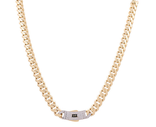 14K Yellow Gold Monaco Chain / Stone: Cz / Size: 9mm 20" / Weight: 28.3gr / 301-11095-9.5mm.20"