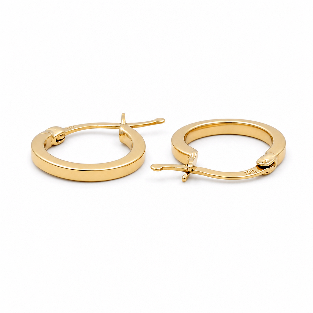 10K Yellow Gold Plain Hoops Earring / Size: 1.5mmx10mm / Weight: 0.9 GR / DQEH0PL1.5X10
