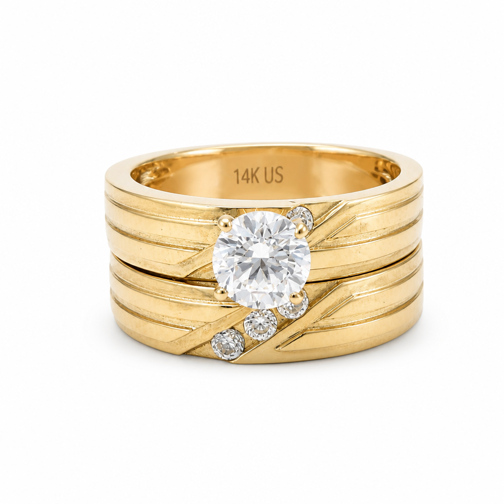 14K Yellow Gold Women’s Bridal Set / Stone: Cz / Size:7.5 / Weight: 6.2 GR / KEEWR4BS-34