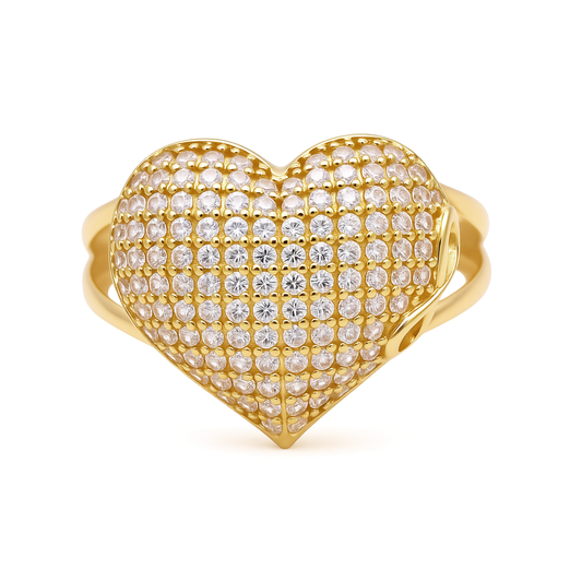 10K Yellow Gold Heart Women's Ring with Cz and Infinity / Size: 7 / Weight: 2.8 GR / P02CR-3385