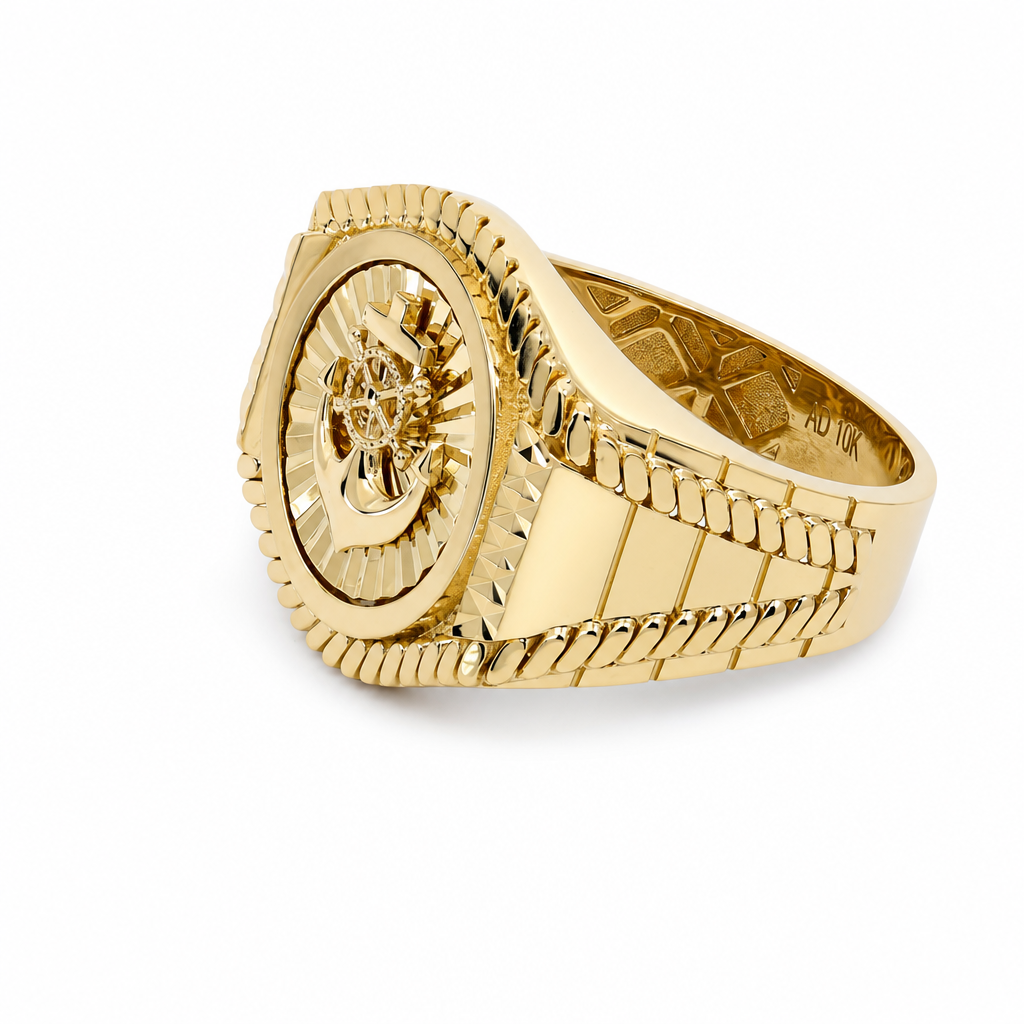 10K Yellow Gold Anchor Men' Ring / Size: 11.5 / Weight: 7.4 GR / P04FM-514