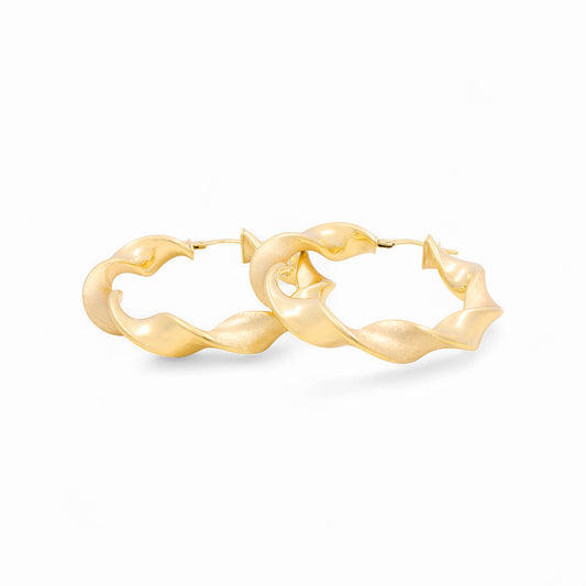 14K Yellow Gold Women's Twist Hoops Earrings / Size: 30 MM / Weight: 5.2 GR / 240-00581