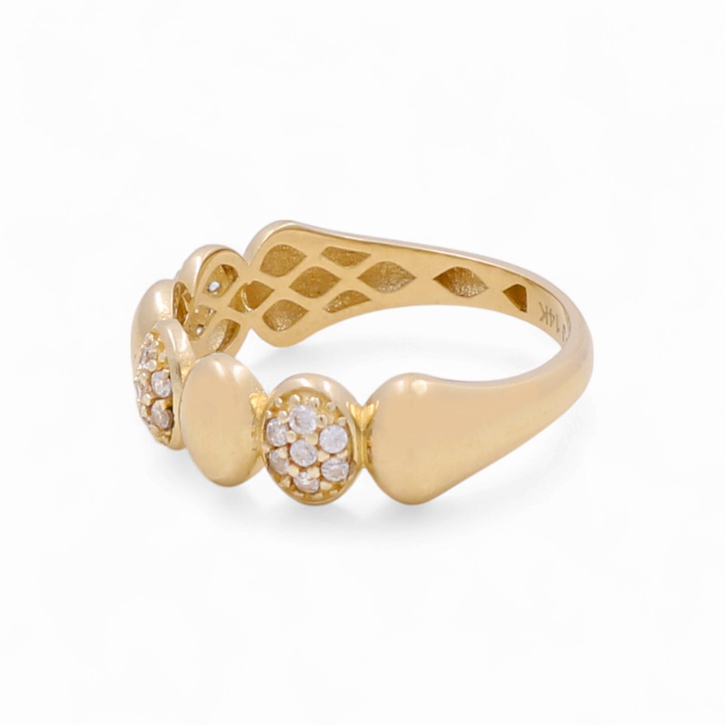 14K Yellow Gold Fashion Women's Ring with White Cz / Size: 7.5 / Weight: 1.9 GR / CPWR4FS-17