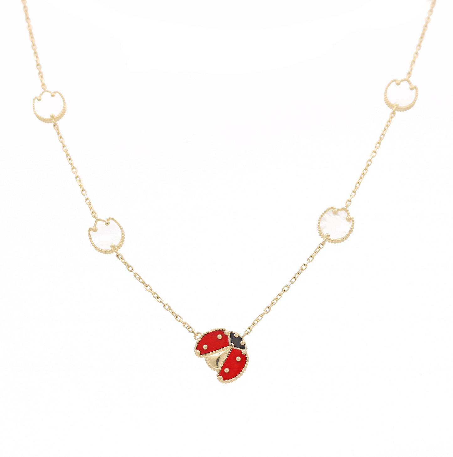 14K Yellow Gold Ladybug with Tulip Necklace / Size: 18” / Weight: 9.9 GR / BONK4LBFL