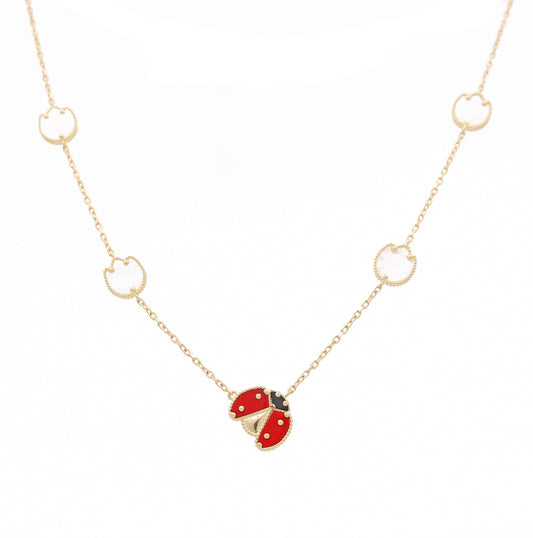 14K Yellow Gold Ladybug with Tulip Necklace / Size: 18” / Weight: 9.2 GR / BONK4LBFL