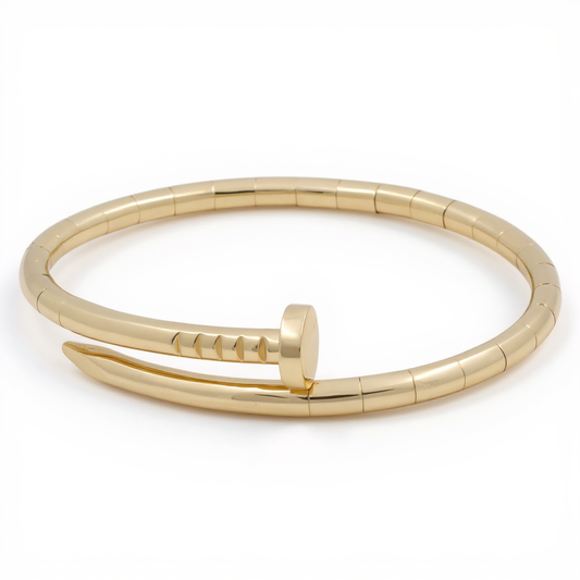 10K Yellow Gold Semisolid Adjustable Nail Women’s Bangle Bracelet / Weight: 7.9 GR / DQBB0NL