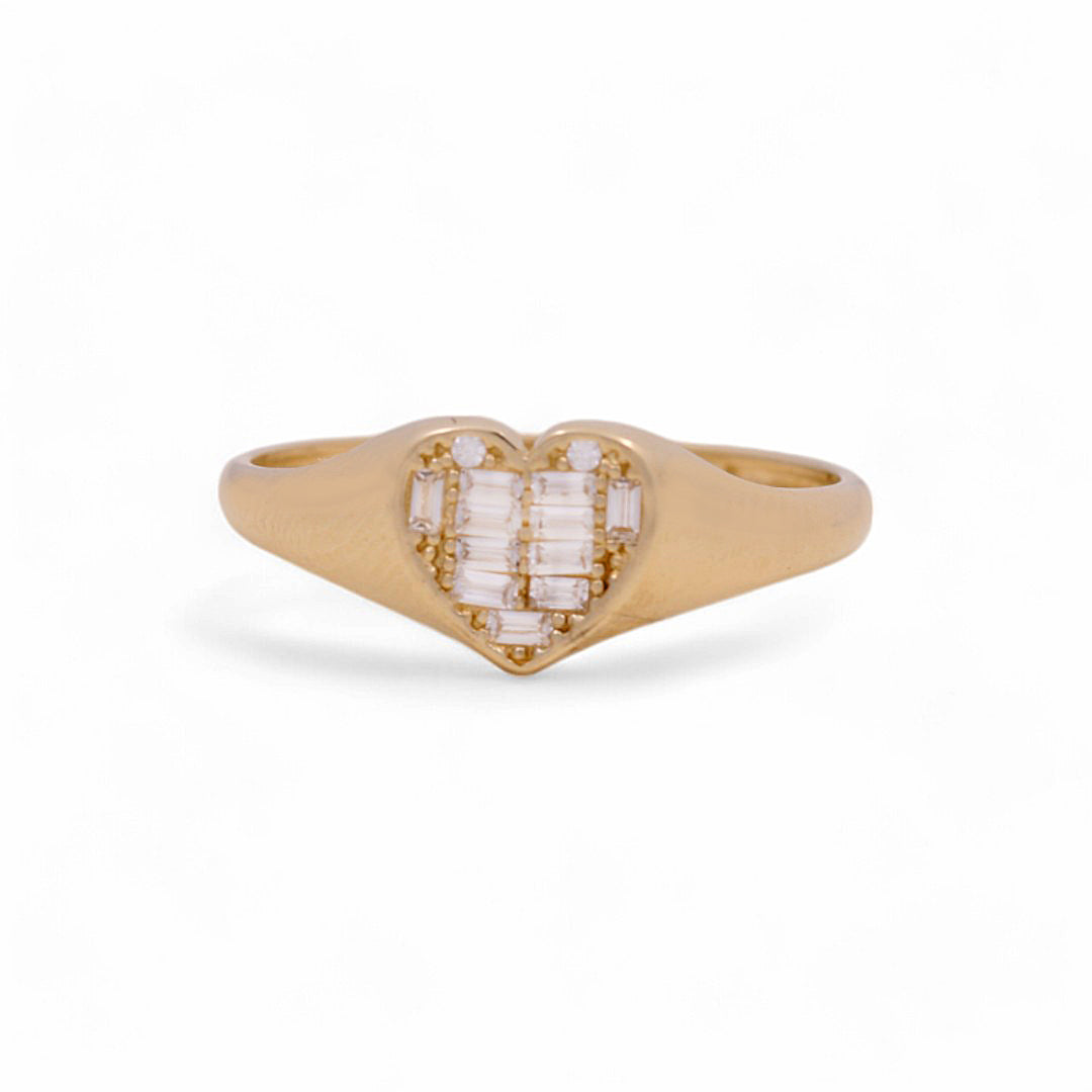 14K Yellow Gold Women’s Fashion Ring / CZ / Heart/ Size 7.5 / COWR4HR-28