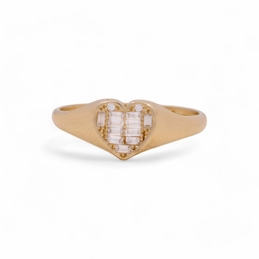 14K Yellow Gold Women’s Fashion Ring / CZ / Heart/ Size 7.5 / COWR4HR-28