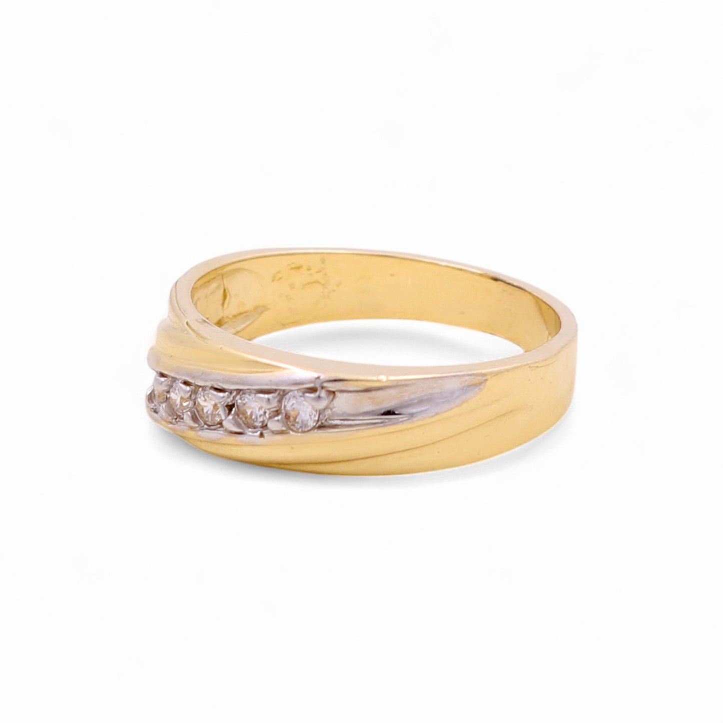 14K Yellow and White Gold Men’s Wedding Band / Stone: Cz / Size: 10 / Weight: 5.2 GR / CEEMWBTT4BS-5