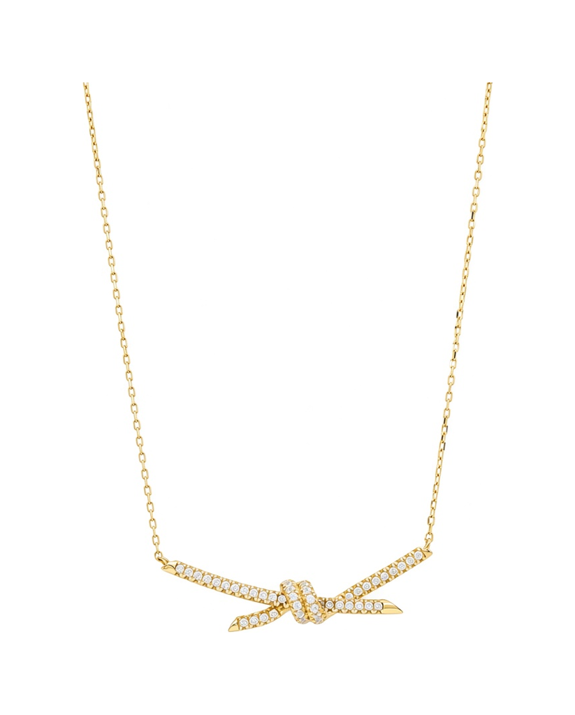 14K Yellow Gold Fashion TT Women's Necklace with Cz / Size: 18" / Weight: 5.4 GR / P23N-101