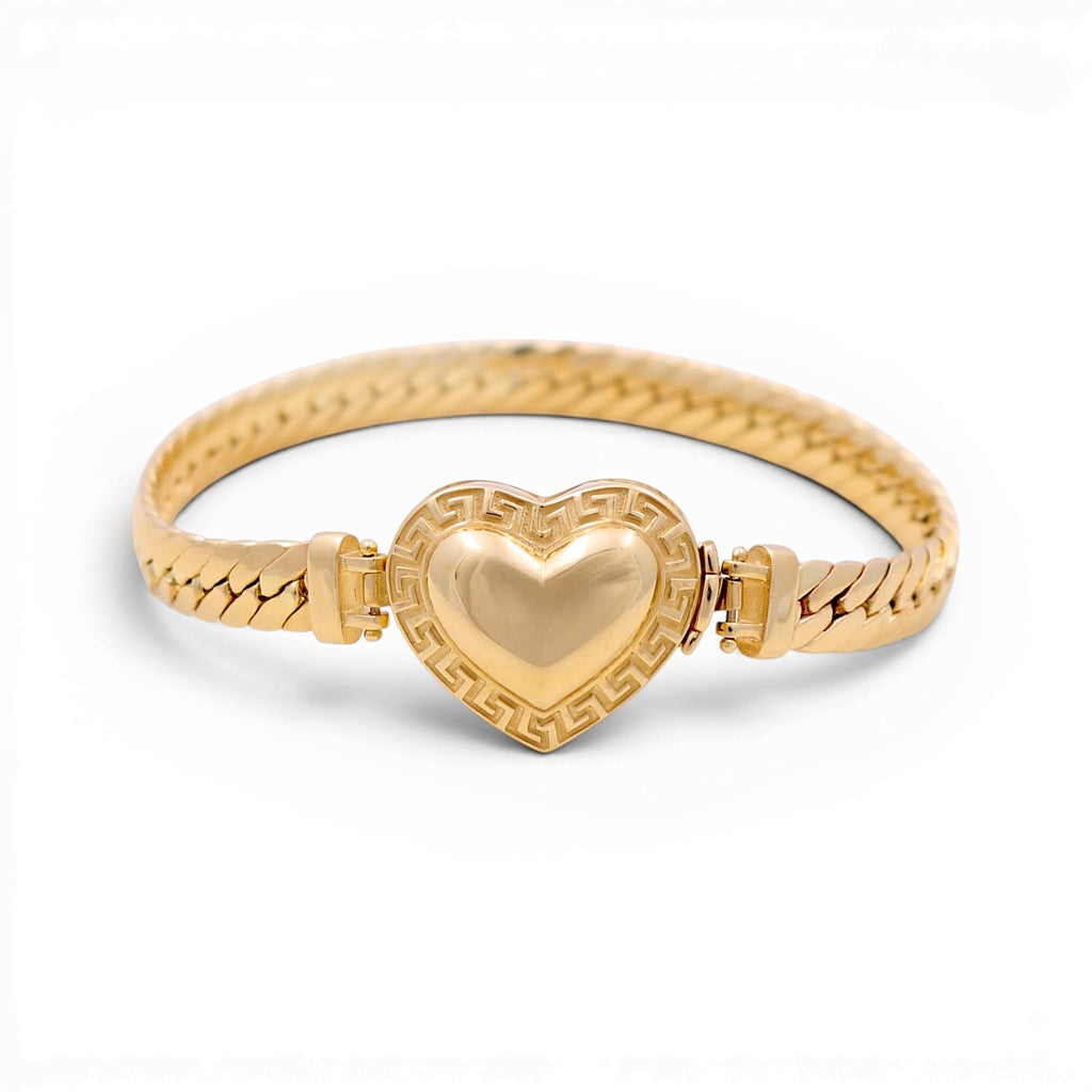 14K Yellow Gold Fashion Women's Bracelet with Heart/ CZ/ Size: 7” / Weight: 12.6 GR / DPWB4HR
