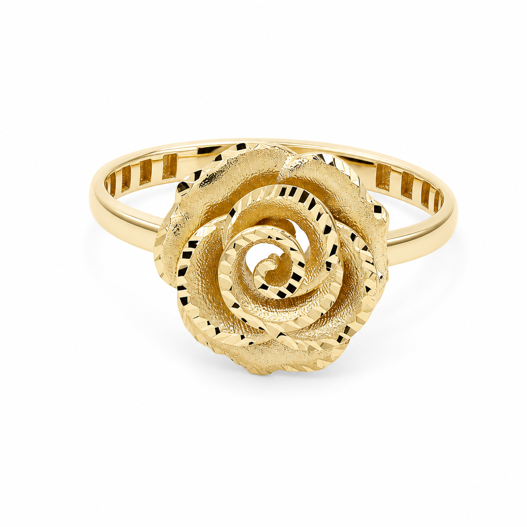 10K Yellow Gold Flower Women's Ring / Size: 7 / Weight: 2 GR / DQWR0FL-4