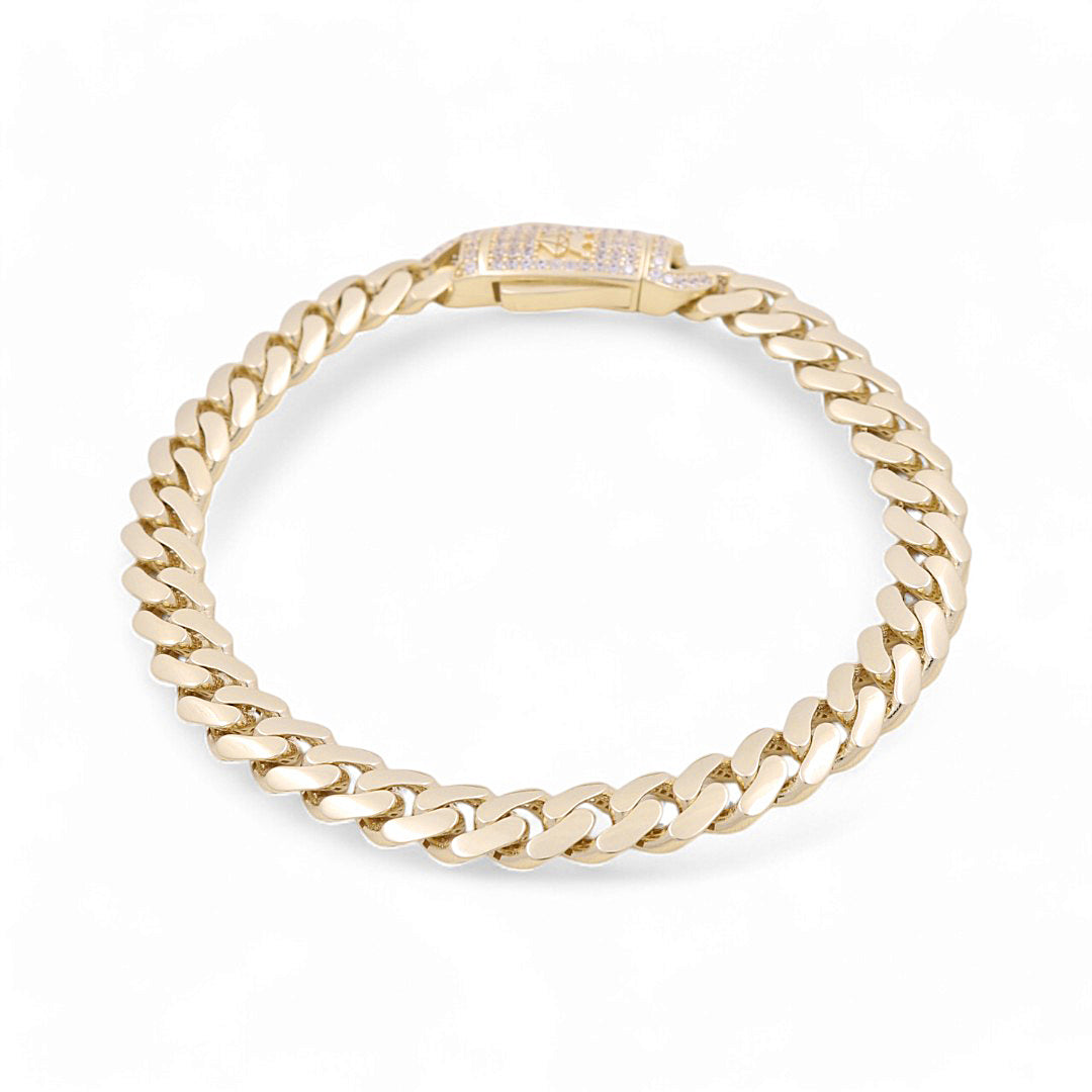 10K Yellow Gold Monaco Bracelet /10k C / Cz / Size 7mm 8" / Weight 11.1gr / COMB0MON7-8"
