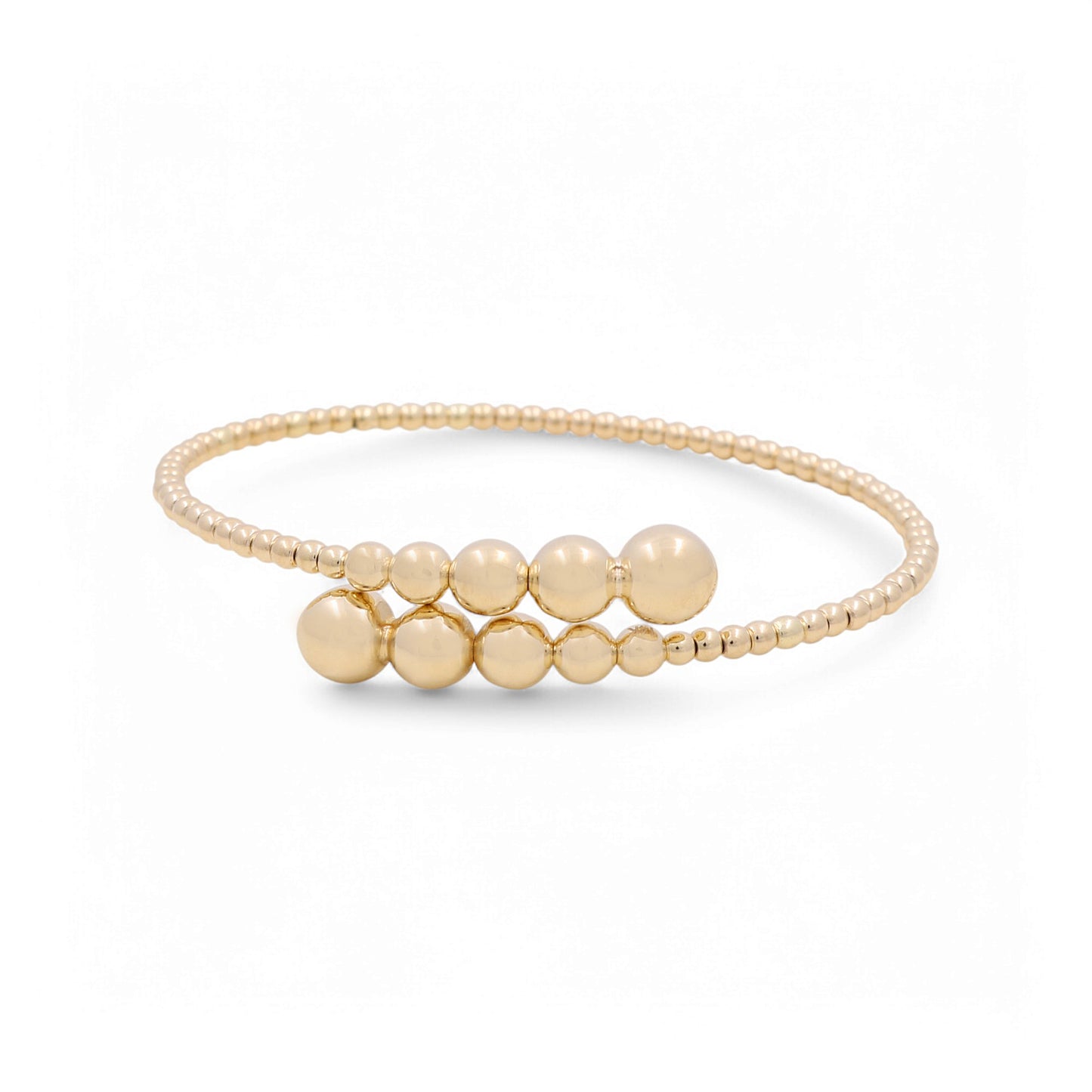 14K Yellow Gold Semisolid Women’s Bangle Bracelet with Balls / Weight: 7.2 GR / CPBB4BLL