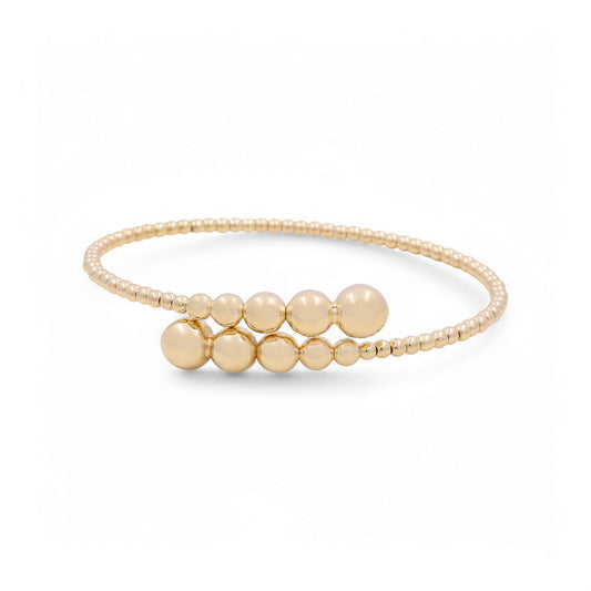 14K Yellow Gold Semisolid Women’s Bangle Bracelet with Balls / Weight: 7.2 GR / CPBB4BLL
