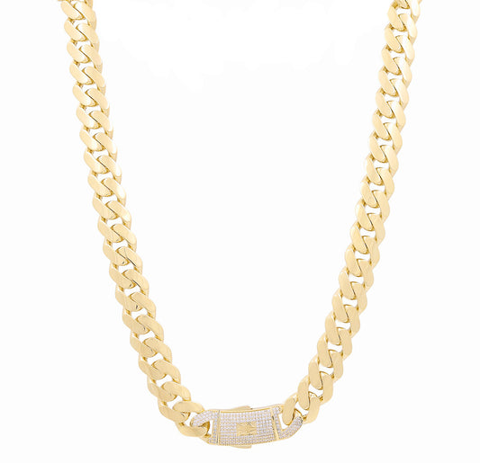 14K Yellow Gold Monaco Semisolid Chain / Stone: Cz / Size: 15mm 24" / Weight: 68.9 GR / COCH4MON15-24