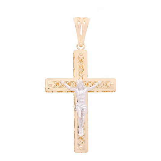 14K Yellow and White Gold Cross with Christ Pendant / Weight: 5.9 GR / 711-00138