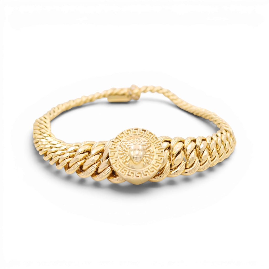 10K Yellow Gold Princess Women's Bracelet with Medusa / Size: 7.5" / Weight: 15.3 GR / DCSWB0VS