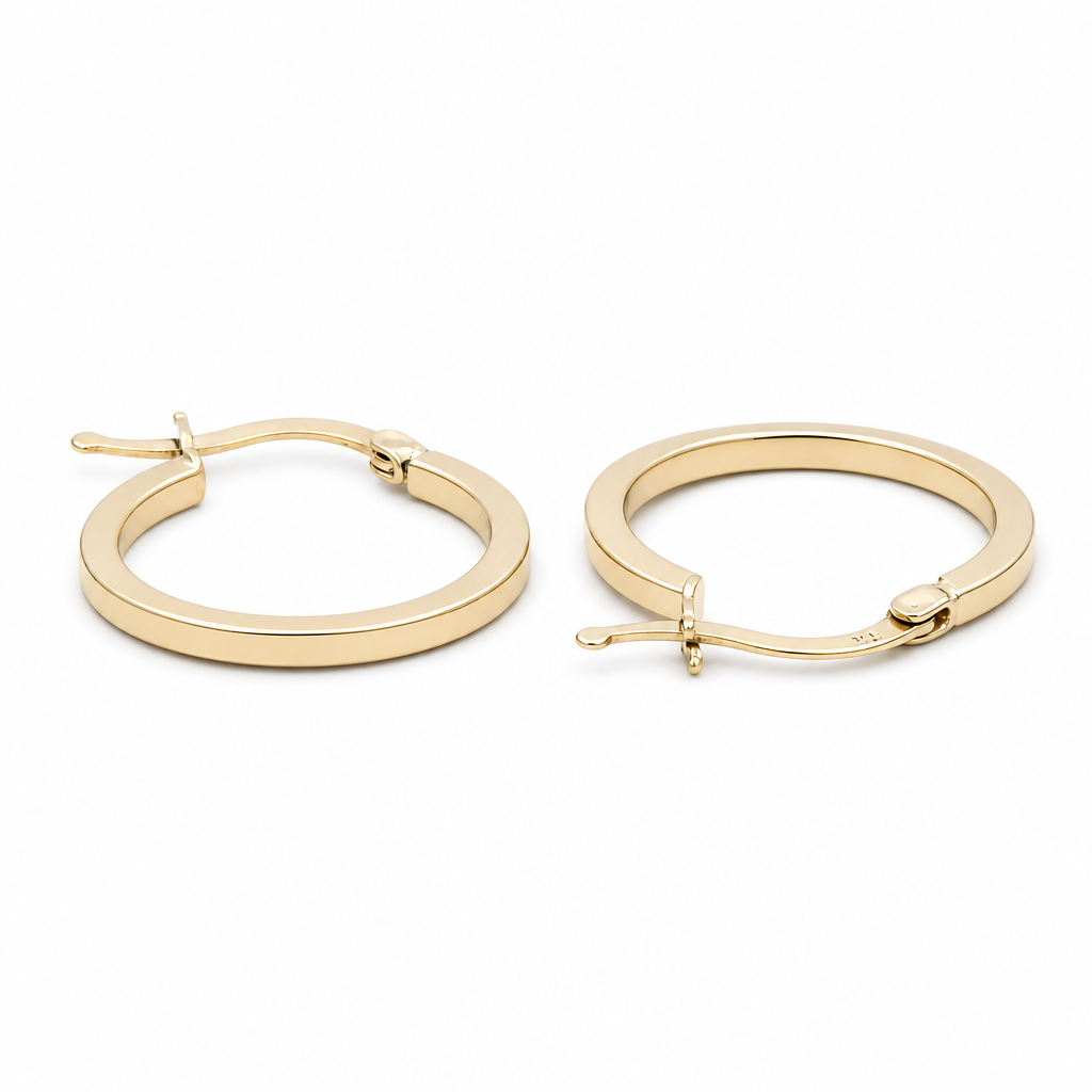 10K  Yellow Gold Women's Plain Hoops Earring / Size: 1.5mmx14mm / Weight: 1.3 GR  / DQEH0PL1.5x14