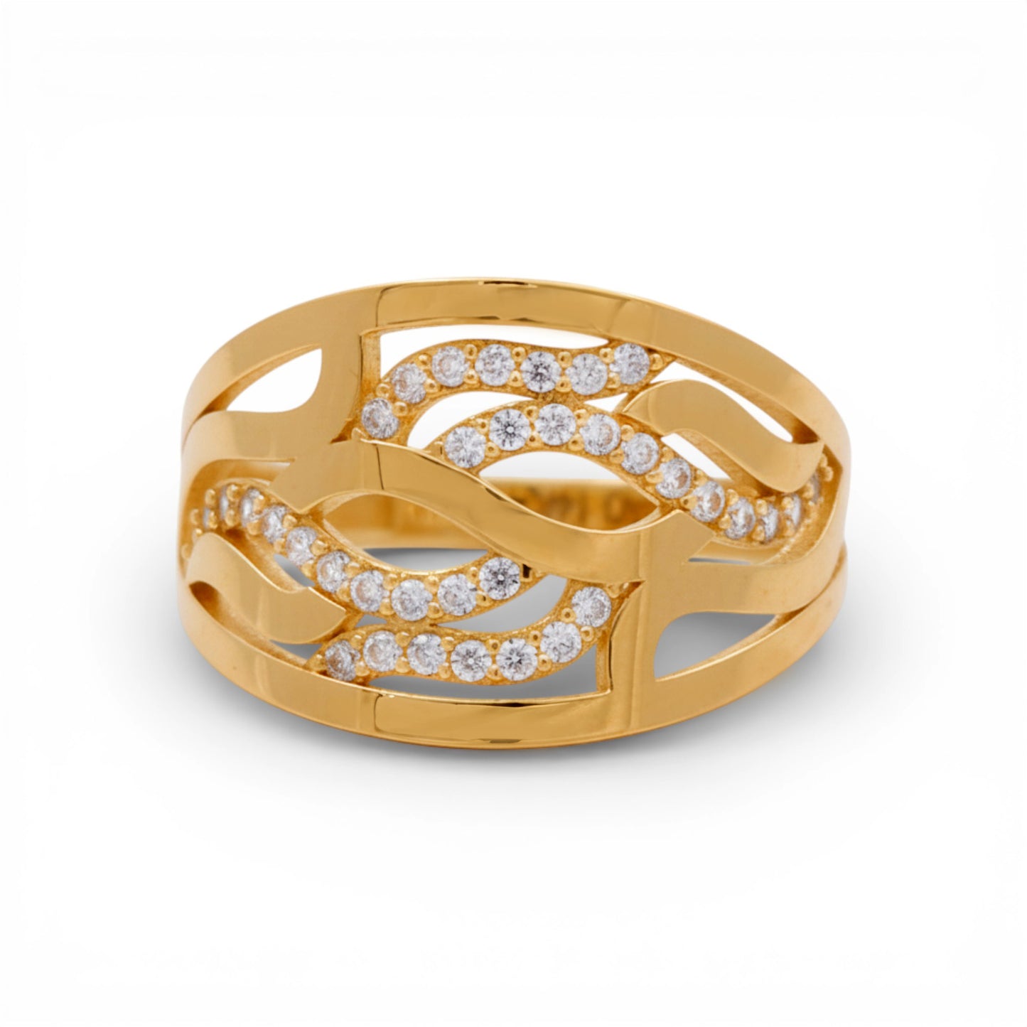 14K Yellow Gold Fashion Women's Ring with Cz / Size: 8 / Weight: 2.5 GR / Y25-422