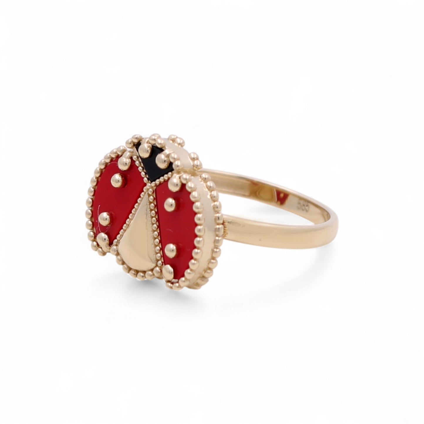 14K Yellow Gold Ladybug Women's Ring / Size: 7.5 / Weight: 3.3 GR / CQWR4LB