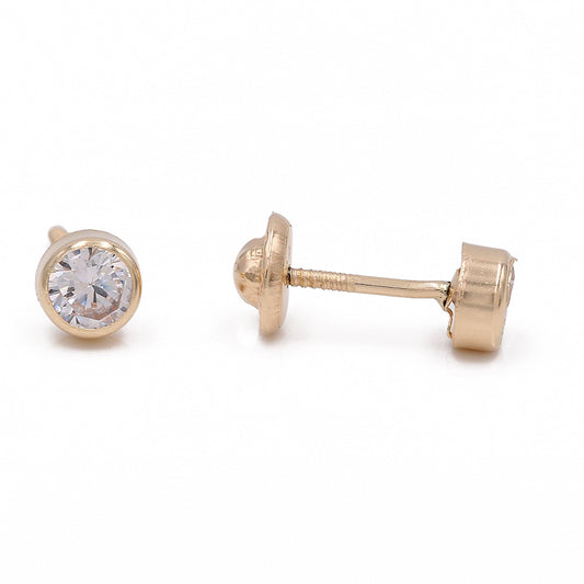 14k Yellow Gold Fashion Stud Earrings with CZ / 6-CH-R-4