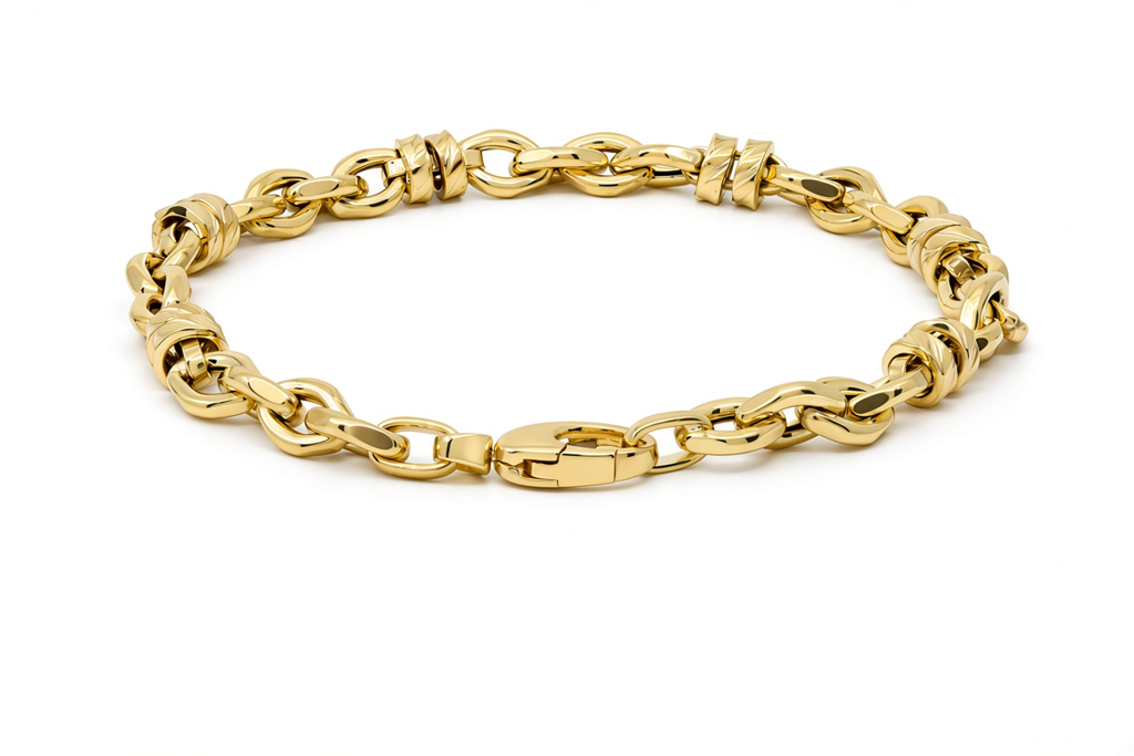 10K Yellow Gold Semisolid Italian Link Bracelet / Size: 7.5" / Weight: 5.2 GR / 170MR547BR