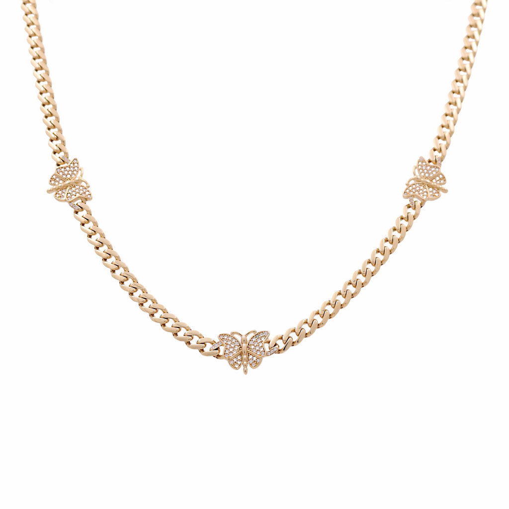10K Yellow Gold Monaco Women's Necklace with Butterfly / CZ / Size:18.5"  5MM / Weight: 14.3 GR / DONK0MONBT