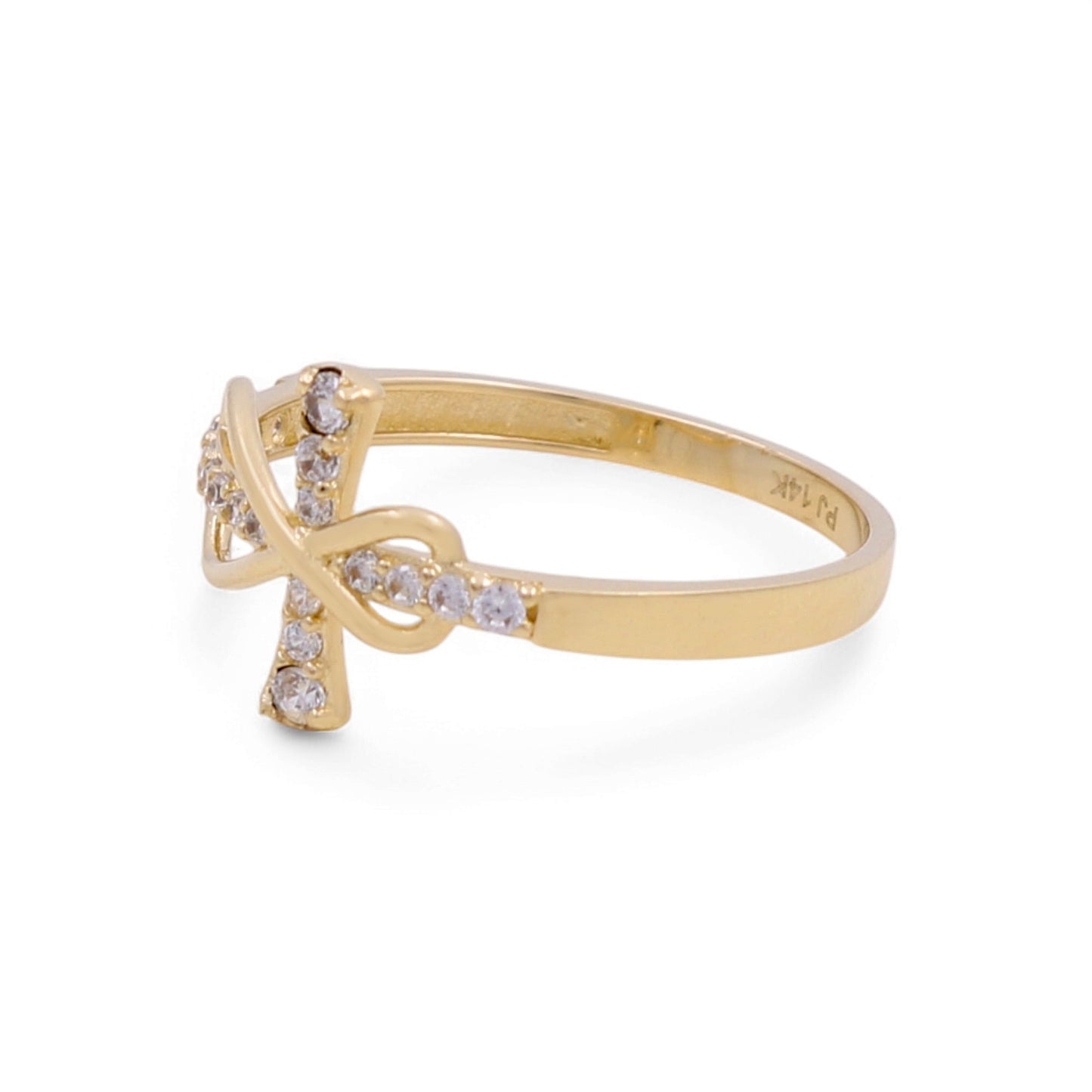 14K Yellow Gold Egyptian Cross Women's Ring with Cz / Size: 8 / Weight: 1.5 GR / CPWR4CS