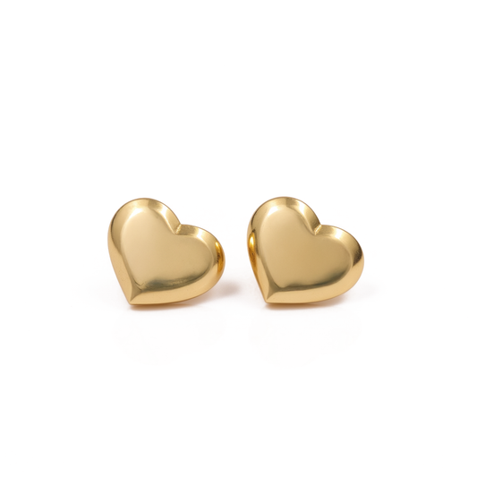 14K Yellow Gold Heart Stud Earrings / Weight: 2.3 GR / COES4HR-3