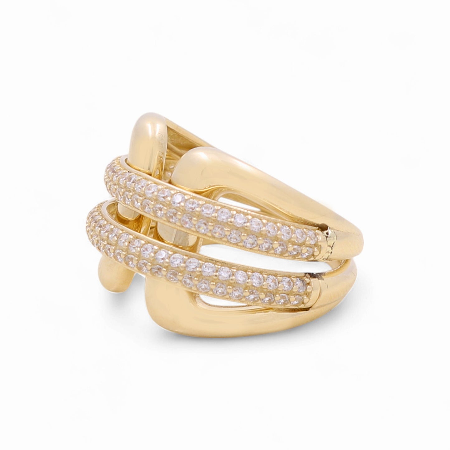 10K Yellow Gold Fashion Women's Ring with Cz / Size: 7.5 / Weight: 4.6 GR / CQWR0FS-25