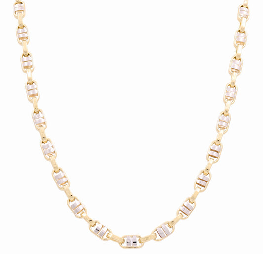 14K Yellow and White Gold Semisolid Italian Men's Fashion Chain / Size: 24" / Weight: 26.9 GR / 624-00296