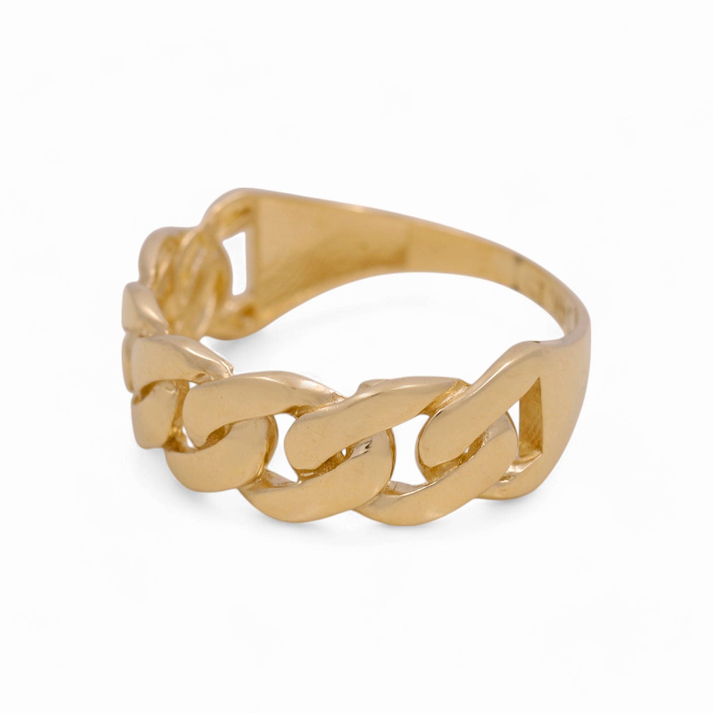 14K Yellow Gold Fashion Women's Ring with Cuban link / Size: 8.5 / Weight 2.9 GR / DOWR4FS