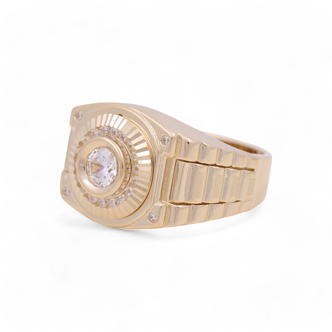 10K Yellow Gold Round Fashion Men's Ring / Stone: CZ / Size: 11 / Weight: 9.6 GR / 711-99999
